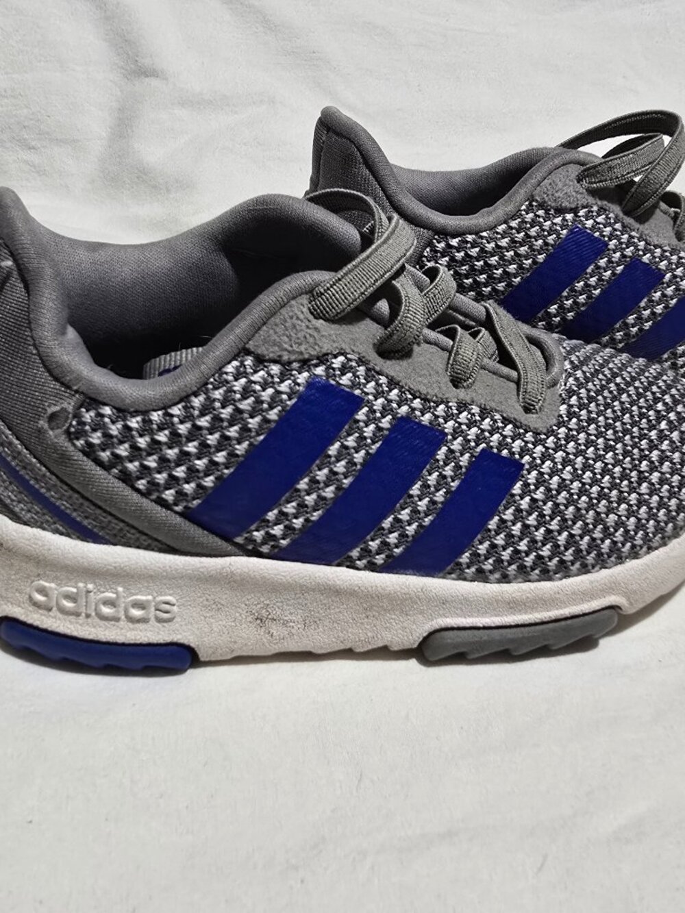 adidas Lite Racer Adapt Toddler Sneakers Slip On Grey & Blue Size 7K GUC Slipon